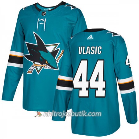 Män Ishockey San Jose Sharks Tröja Marc-Edouard Vlasic 44 Adidas 2017-2018 Teal Authentic